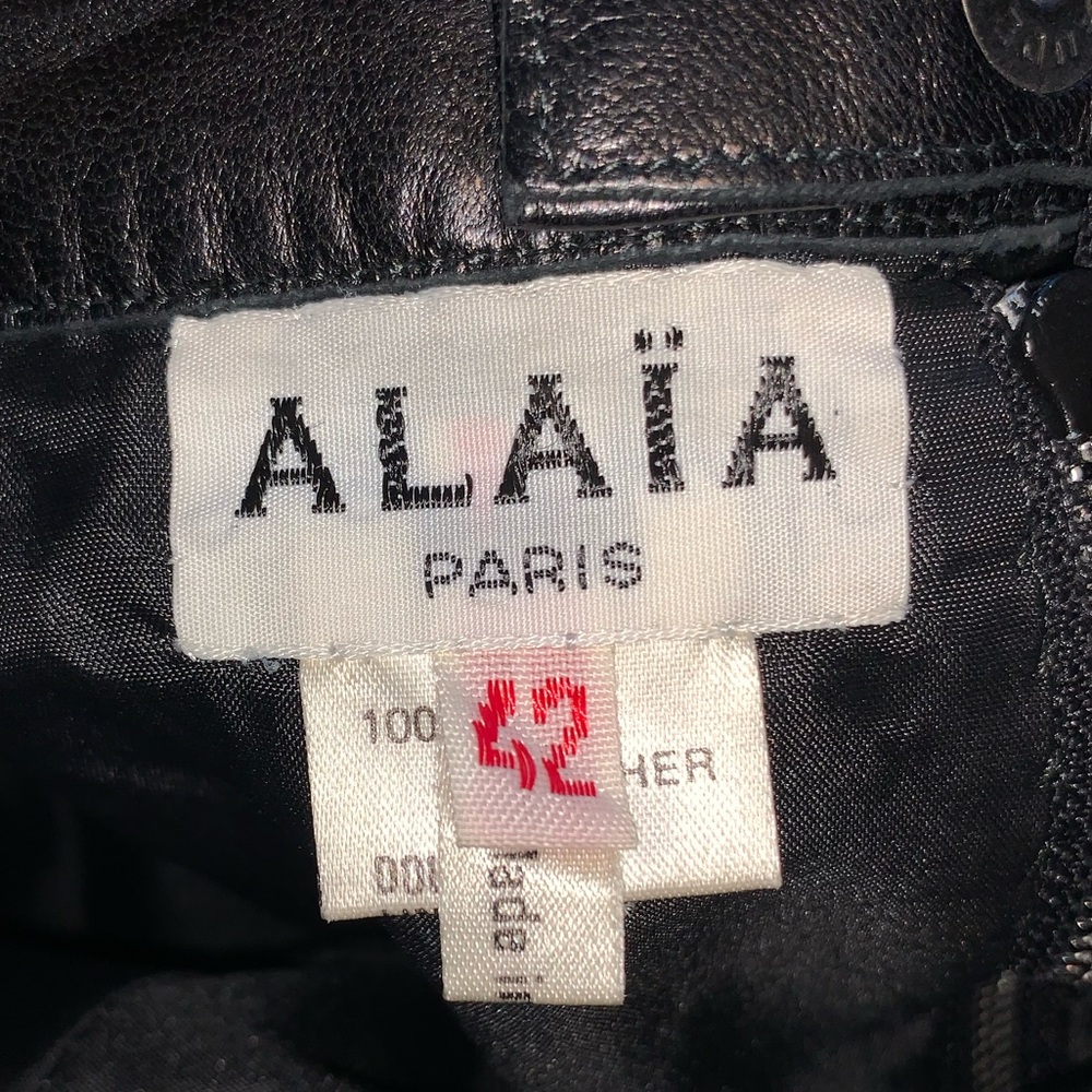 Rare Azzedine Alaia Vintage S/S 1992 Black Leather Ruffle Pencil Skirt 42 - Picture 4 of 5